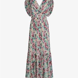 Express Floral Maxi Dress in Pink and Green